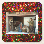 村の出生アンダーキャノピ数々のー色の星 スクエアペーパーコースター (正面)