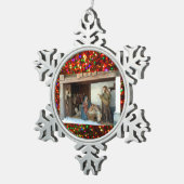 村の出生アンダーキャノピ数々のー色の星 スノーフレークピューターオーナメント (右)