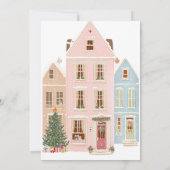 村の力で冬のピンクのベビーガールシャワー 招待状 (裏面)