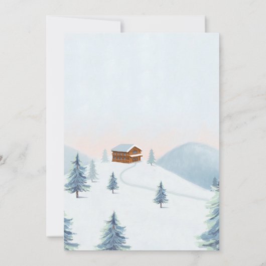 村の外の冷たい冬の赤ちゃんシャワー 招待状 (裏面)