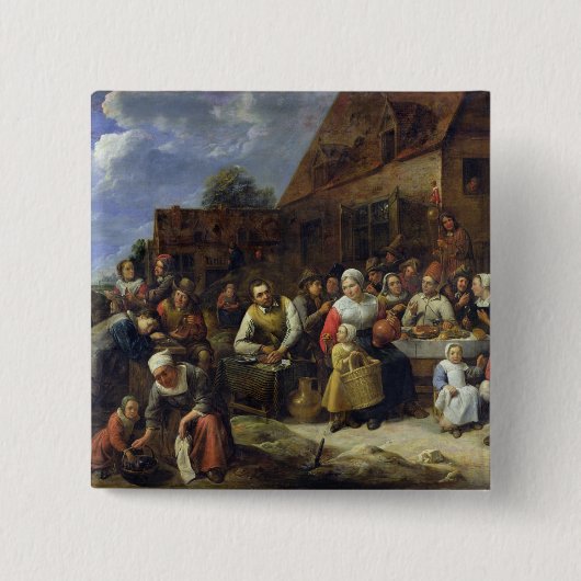 村の宴会 缶バッジ (正面)