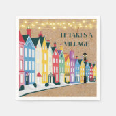 村の工芸品に赤モダンちゃんシャワーが必要 スタンダードカクテルナプキン (正面)