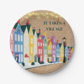 村の工芸品に赤モダンちゃんシャワーが必要 ペーパープレート (正面)