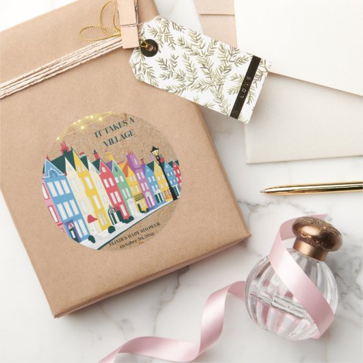 村の工芸品に赤モダンちゃんシャワーが必要 ラウンドシール (ギフト)