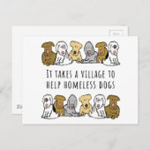 村の救済ホームレス犬の救助はがき ポストカード (正面/裏面)