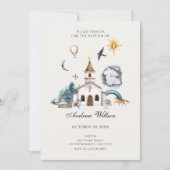 村の教会の庭での洗礼 招待状 (正面)