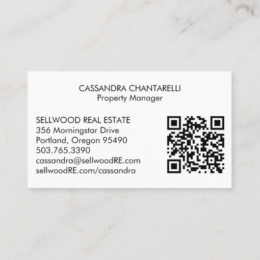 村の水の色の実在不動産ブローカーエージェントQRCode 名刺 (裏面)