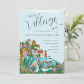 村の男の子の赤ちゃんシャワーパーティー 招待状 (スタンド正面)