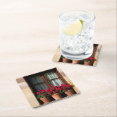 村の窓花ポット スクエアペーパーコースター (インサイチュ)