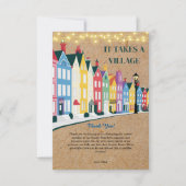 村の絆 現代の手作り ベイビーシャワーパーティー サンキューカード (正面)