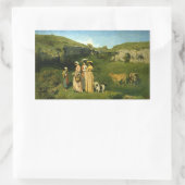 村の若い女性 長方形シール (バッグ)