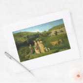 村の若い女性 長方形シール (封筒)