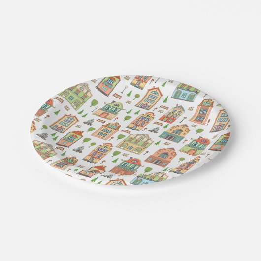 村の近隣都市家の歓迎された家 ペーパープレート (アングル)