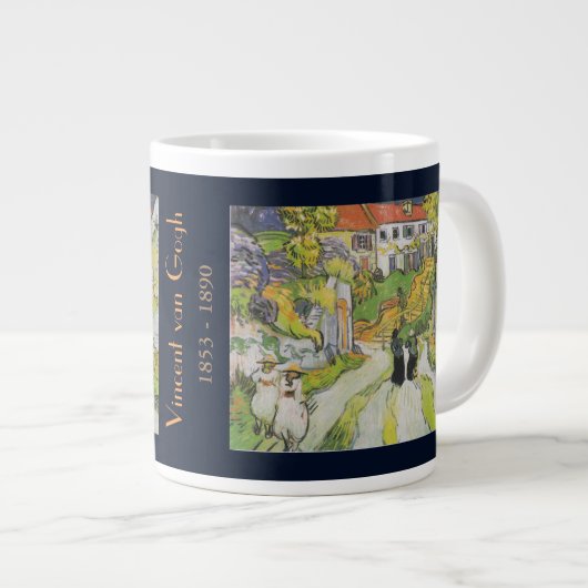 村の通りとオーバーの階段と姿 ジャンボコーヒーマグカップ (正面右)