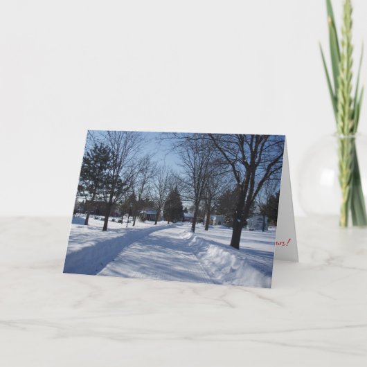 「村の道」クリスマスカード カード (正面)