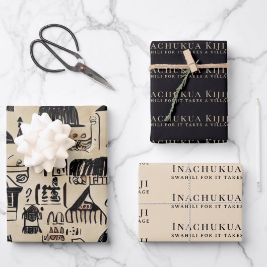 村の部族のアフリカの伝統 ラッピングペーパーシート (正面)