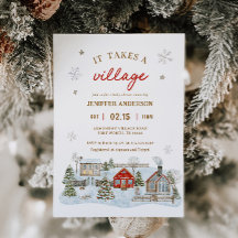 村の雪の多い冬の赤ちゃんシャワーが必要