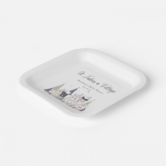 村の雪の赤ん坊のシャワーお洒落が必要 ペーパープレート (傾斜あり)