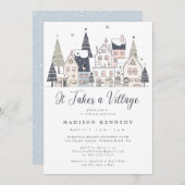 村の雪の赤ん坊のシャワーお洒落が必要 招待状 (正面/裏面)