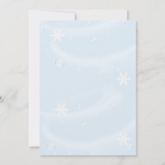 村の青い冬の町の赤ちゃんシャワーを浴びる 招待状 (裏面)