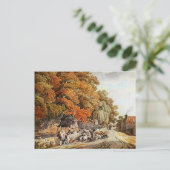 村の風景の水の色絵画のポストカード! ポストカード (スタンド正面)