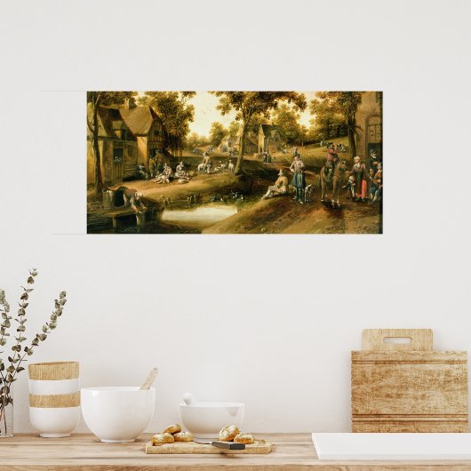 村の風景 ポスター (キッチン)