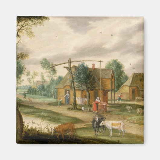 村の風景 マグネット (正面)