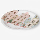 村を挙げての冬のピンクのベビーガールシャワー ペーパープレート (アングル)