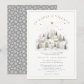 村を挙げての冬のベビーシャワー招待状 招待状 (正面/裏面)