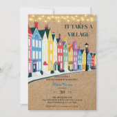 村を挙げての現代的なクラフトベイビーシャワー 招待状 (正面)