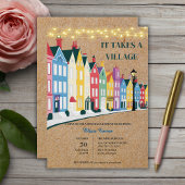 村を挙げての現代的なクラフトベイビーシャワー 招待状