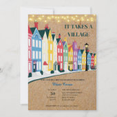 村を挙げての現代的なクラフトベイビーシャワー 招待状 (正面)