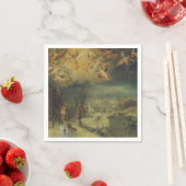 村人たちが森を見つめる冬の風景 スタンダードカクテルナプキン (インサイチュ)