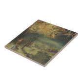 村人たちが森を見つめる冬の風景 タイル (側面)