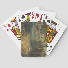 村人たちが森を見つめる冬の風景 トランプ