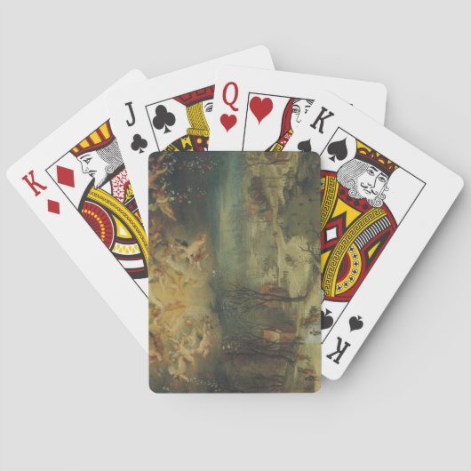 村人たちが森を見つめる冬の風景 トランプ (裏面)