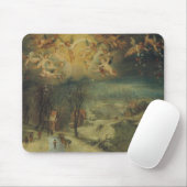 村人たちが森を見つめる冬の風景 マウスパッド (マウス)