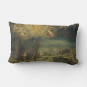 村人たちが森を見つめる冬の風景 ランバークッション (裏面)