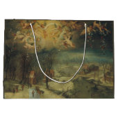 村人たちが森を見つめる冬の風景 ラージペーパーバッグ (裏面)