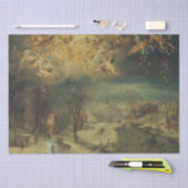 村人たちが森を見つめる冬の風景 薄葉紙 (クラフト)