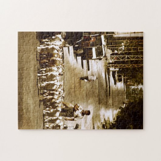 村人と群れ ジグソーパズル (横)