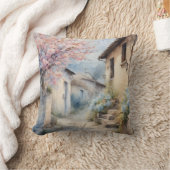 村素朴花水色装飾的 クッション (ブランケット)