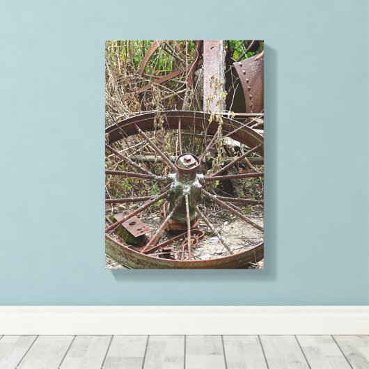 村落の捨てられた金属アイテム キャンバスプリント (インサイチュ (ウッドフロア))