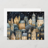 村魅力的冬空白のグリーティングカード ポストカード (正面/裏面)