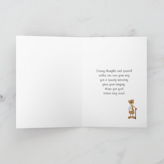 杖が付いている鋳造物の腕の外科挨拶カードくま カード (内部)