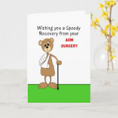 杖が付いている鋳造物の腕の外科挨拶カードくま カード (黄色い花)