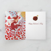 杖と赤いワックスシールを持つバレンタインの妖精ハート シーズンカード (内部)