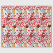 杖と赤いワックスシールを持つバレンタインの妖精ハート ラッピングペーパー (フラット)