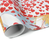 杖と赤いワックスシールを持つバレンタインの妖精ハート ラッピングペーパー (ロールコーナー)