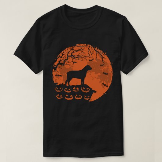 杖のコルソとムーンハロウィーン犬の恋人のギフト Tシャツ (デザイン正面)